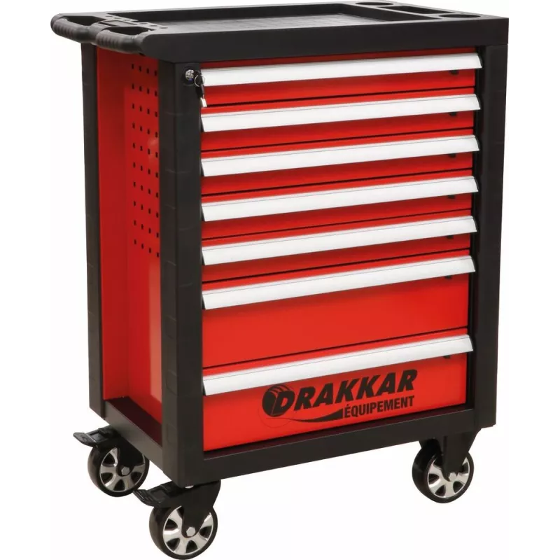 Servante d'atelier 7 tiroirs composée de 176 outils - modules carbone