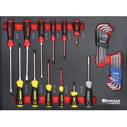 Module mousse 530x395 carbone tournevis et clés coudées - 31 pcs