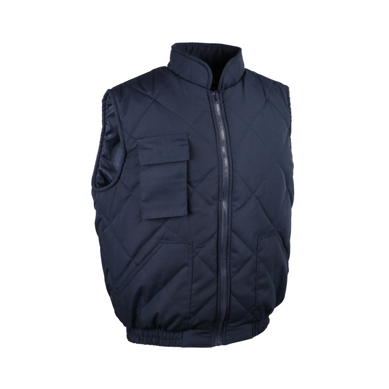 Gilet polyester/coton matelassé avec col.