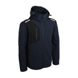 Veste softshell. 94% polyester et 6% élasthanne, 300g/m².