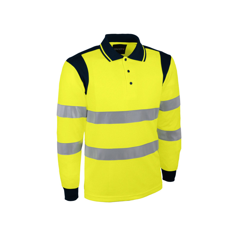 Polo jaune. 100% polyester bird-eye. 150 g/m2.