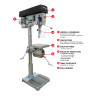 Perceuse sur colonne 400V 750W 1,76m CM3 166kg avec étau réversible