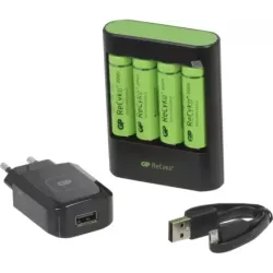 Chargeur de batterie Ni-Mh ultra rapide avec 4 piles rechargeables AA/HR06 2600mAh