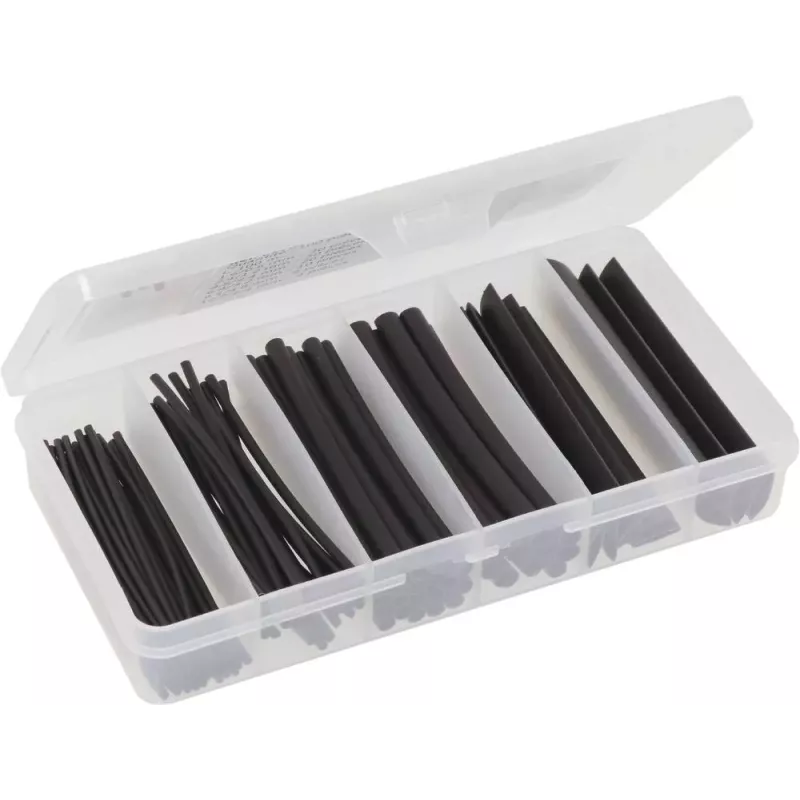 Assortiment de gaine thermorétractable 100mm 2:1 noire - Coffret de 100 pcs