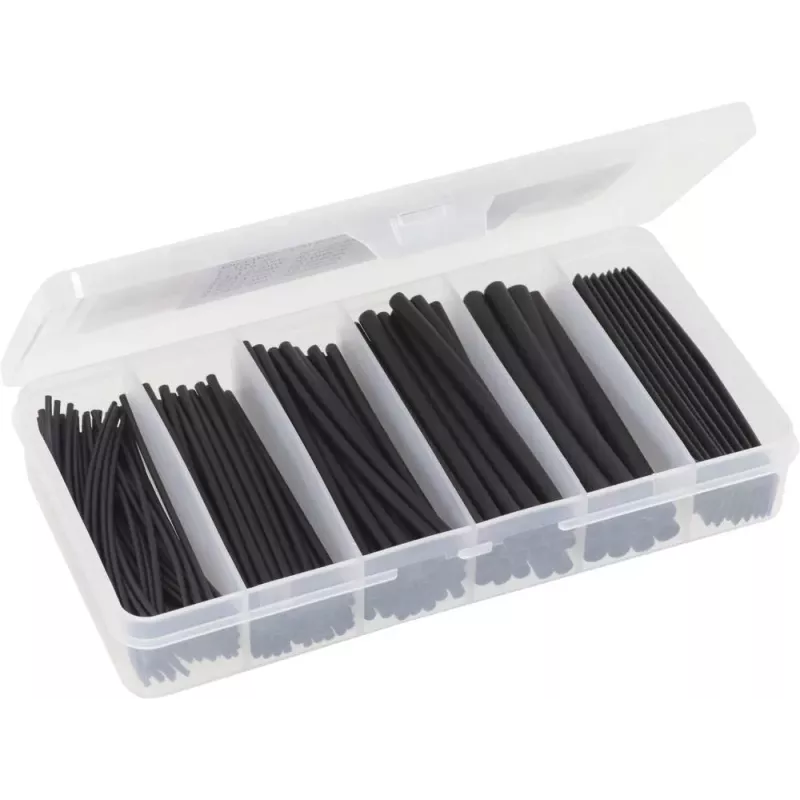 Assortiment de gaine thermorétractable 100mm 2:1 noire - Coffret de 170 pcs