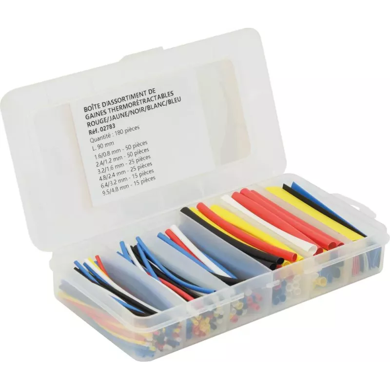 Assortiment de gaine thermorétractable 100mm 2:1 multicolore - Coffret de 180 pcs