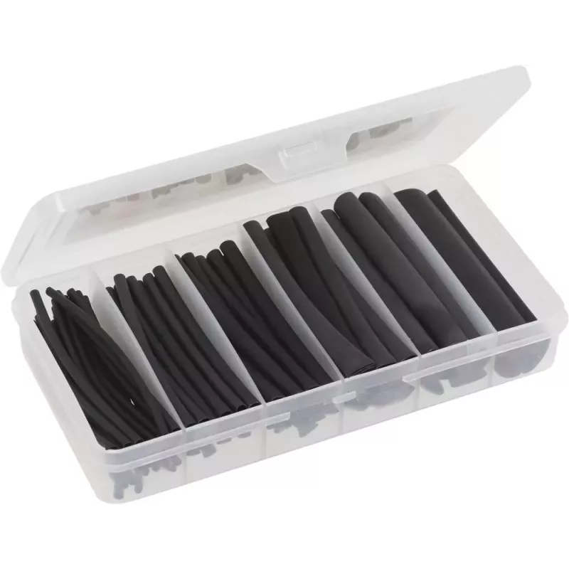 Assortiment de gaine thermorétractable 100mm 2:1 noire - Coffret de 87 pcs