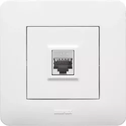 Prise RJ45 encastrée 230V blanc brillant