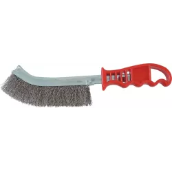 Brosse métallique convexe fil acier inox 250mm avec manche PVC