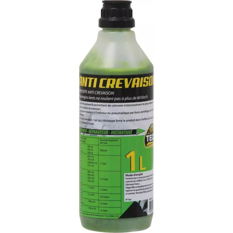 Anti-crevaison gel fluide vert - bidon de 1L