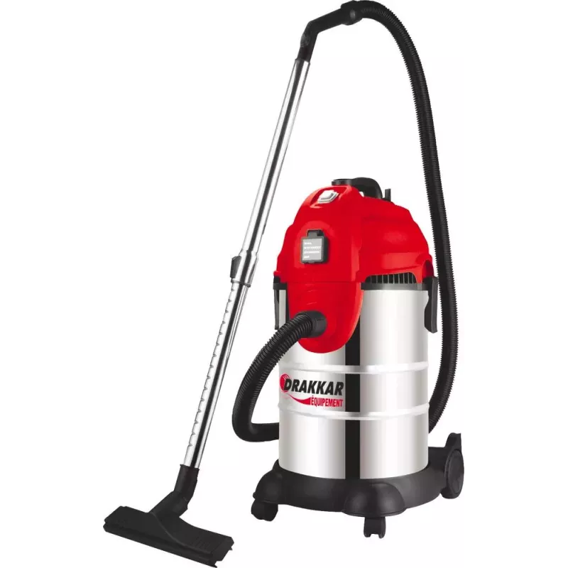 Aspirateur eau et poussière 30L 230V 1200W cuve inox/prise électroportatif