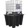 Bac de rétention 1100L PE avec caillebotis acier - format compact pour 1 IBC