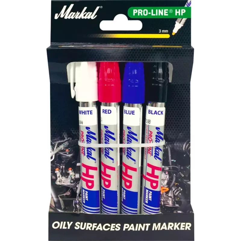 Blister de 4 feutres à peinture liquide permanents PAINT-RITER+ OILY SURFACE