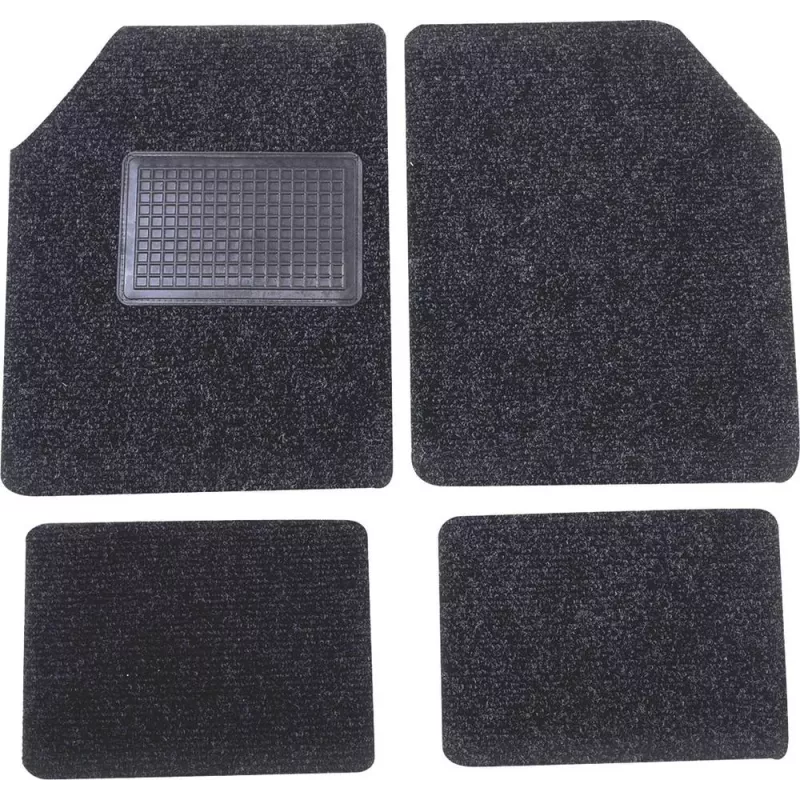 Tapis de voiture moquette avec talonnette sur tapis conducteur - 4 pcs